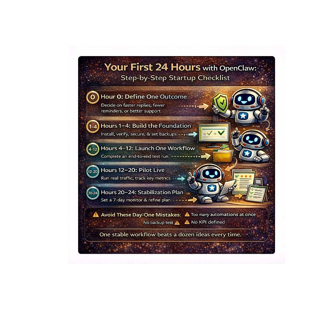Your First 24 Hours with OpenClaw: Step-by-Step Startup Checklist openclaw 1st 24 Hours final (1)