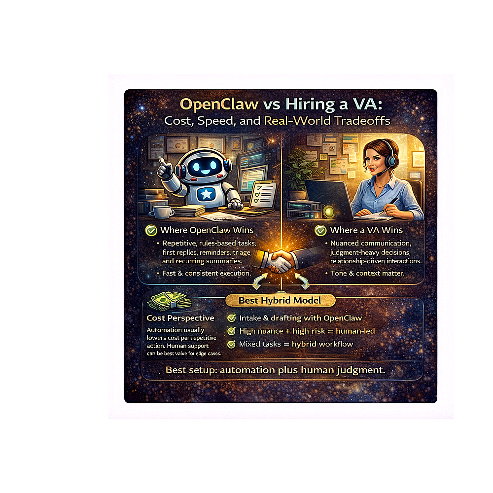 OpenClaw vs Hiring a VA: Cost, Speed, and Real-World Tradeoffs openclaw vs hiring a VA (1)